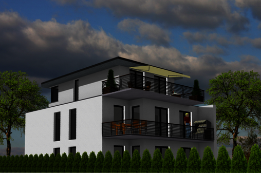 3D-Grafik einer Gebäudeansicht