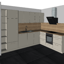 Die zukünftige Küche in den 1.OG-Wohnungen